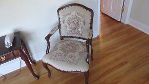Antique Riveted Fabric and Solid Wood Chair Built to last.