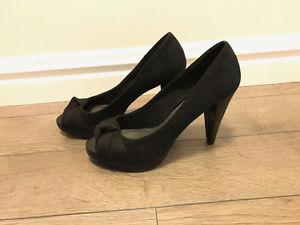 Black suede heels