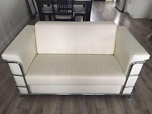 Eurostyle Genuine Leather white couch