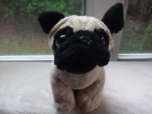 Ganz Brand Tan & Black Stuffed Pug Toy Like New!