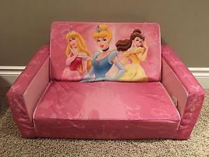 Girls Disney Princess fold out couch / sleeping bag bed