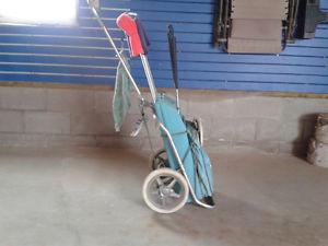 Ladies right hand golf clubs and bag/cart for sale