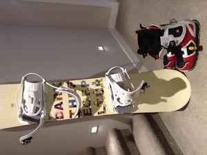 Men's snowboard and boots.