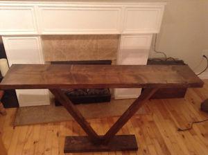 Rustic hall entry table h 29" d 9" l 