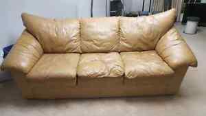 Tan leather couch