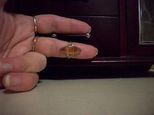 VINTAGE C & C SS AND 10KGF MARQUISE DENTRITIC AGATE RING- SZ
