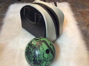 Vintage bowling ball and bag