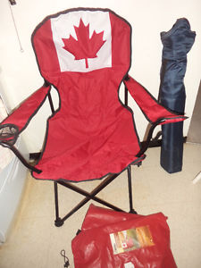 2 folding canvas chairs, like new)( for both --