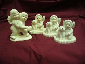 Angel Figurines and Bear Candle Holders