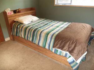 Captains Single Bed, Mattress & Dresser $300