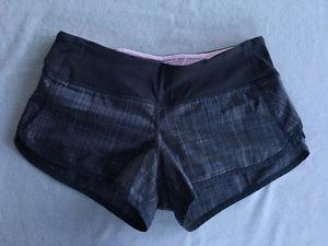 Lululemon Speed Shorts - Coal Shale Stripe / Pink - Size 2