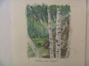 Mountain Lake & Birches - 4" x 5" ORIGINAL ART