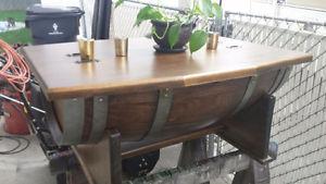 Oak barrel coffee table