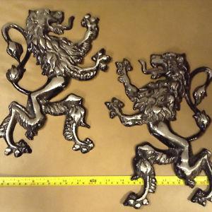 Pair of Heraldry Lions. Metal wall art.