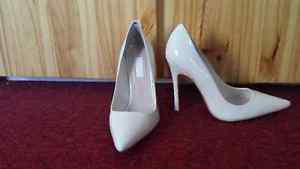 Topshop Cream Patent Leather Court Shoes