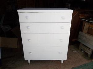 White wood dresser with four drawers