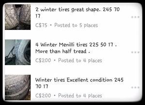 Winter tires great condition sizes on pictures