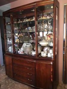 dining table, china cabinet and hutch