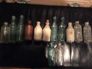 Antique ginger beer bottles with pop bottles