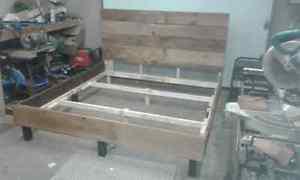 Bed made with barn boards