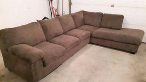 Brown Chenille Sectional Couch