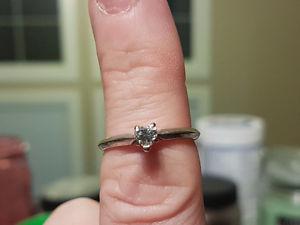 Heart shaped silver engagement ring size 