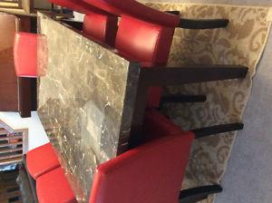 Marble Top Dinning Table and 6 Chairs