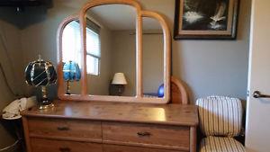 Palliser Dresser with mirror, night stand and headboard