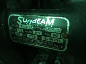 Sunbeam antique compressor motor from antique fridge