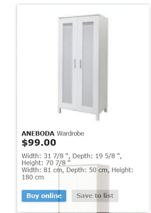 ANEBODA Wardrobe $ IKEA great conditions