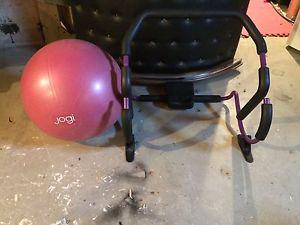 Ab cruncher and exercise ball