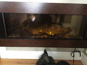 Beautiful brown real wood fireplace