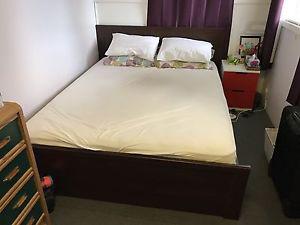 PRICE REDUCED- IKEAs bed, mattress, side table, TV and TV