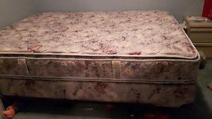 Queen sized box spring, mattress and bed frame