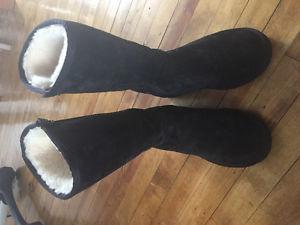 Tall side zip black UGG boots