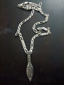 Thick sterling chain with paddle pendant