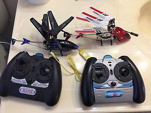2 rc mini helicopters with remotes