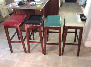4 nice leather padded stools