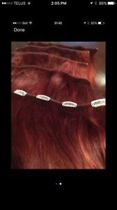 5 pieces of 12'' real red hair extensions