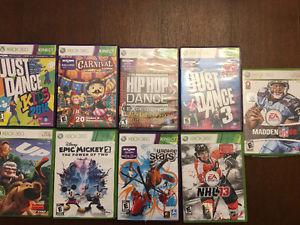 9 Xbox 360 games for sale, asking $40 total or $5 each