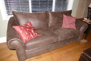 Brown Microfibre "ultra suede" sofa - $250