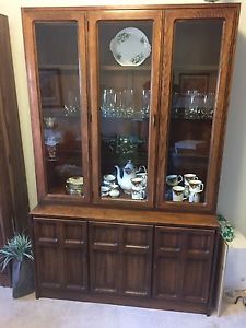 China cabinet and dining room table set with 4 chairs