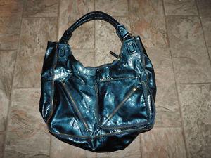 Large dark turquoise shiny purse / handbag