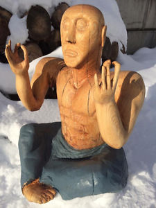 Meditate carving.One large piece of fir finished and for