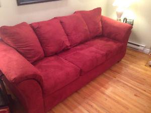 Red sofa and love seat
