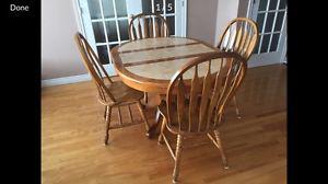 Solid wood dining table with 5 chairs