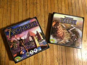 Two board games: Seven Wonders with Babel Expansion