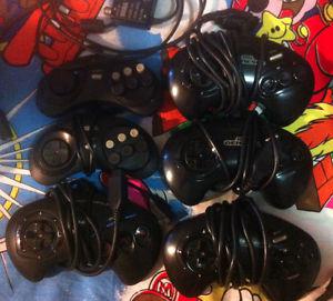 Lot of six Sega Genesis controllers as is FOR PARTS.