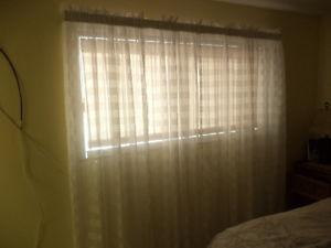 4 sheer curtains and rod.