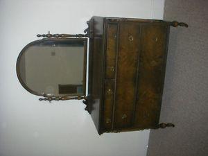 Antique hardwood dresser with mirror